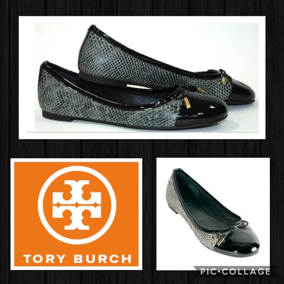 TORY BURCH Black Verbena Snake Print Flats NWT - Picture 12 of 12